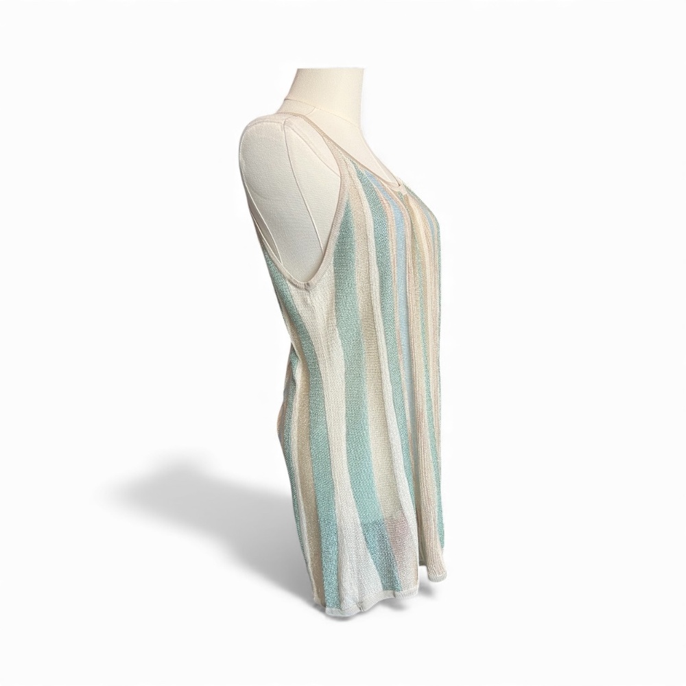 NWOT WHITE HOUSE BLACK MARKET Summer Knit Novelty Striped Tank | Sz M - Picture 2 of 7